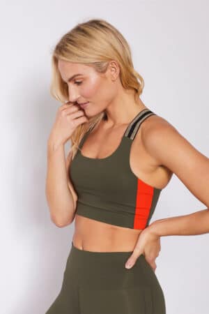 Block Rocker Crop - Large, Khaki/Orange